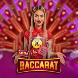 Mega Baccarat online game logo by Pragmatic Play on sankra-casino.net